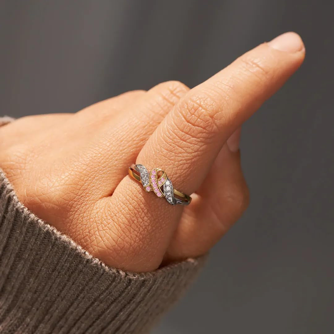 Two Tone Ribbon Ring | Steun borstkanker