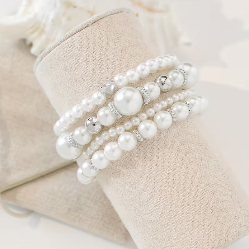 White Pearl Bracelet Set | Steun borstkanker