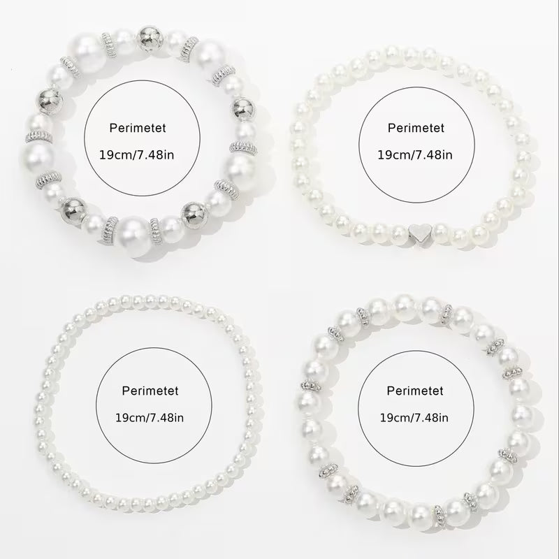 White Pearl Bracelet Set | Steun borstkanker