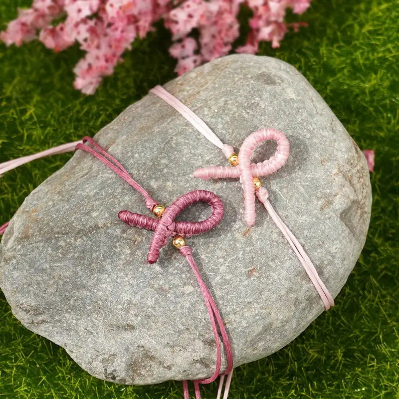 Beaded Ribbon Bracelet | Steun borstkanker