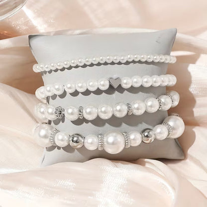 White Pearl Bracelet Set | Steun borstkanker