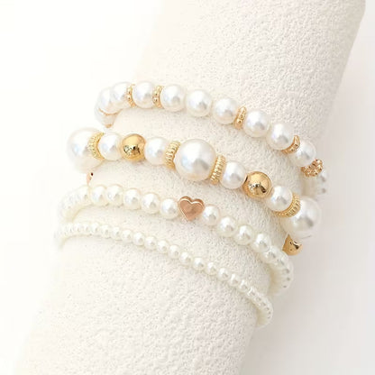 White Pearl Bracelet Set | Steun borstkanker
