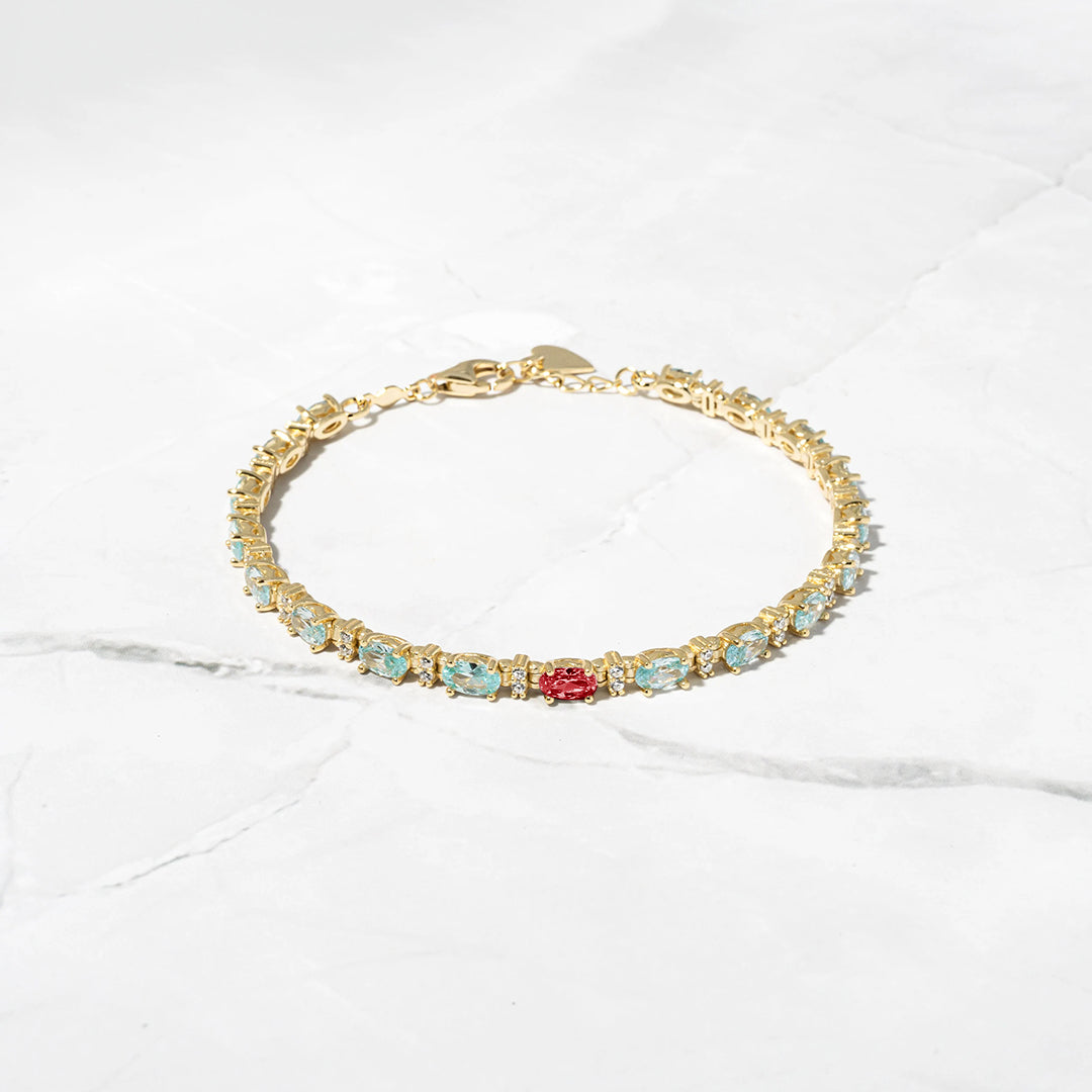 Blue Red Stoned Bracelet | Ondersteuning bij diabetes