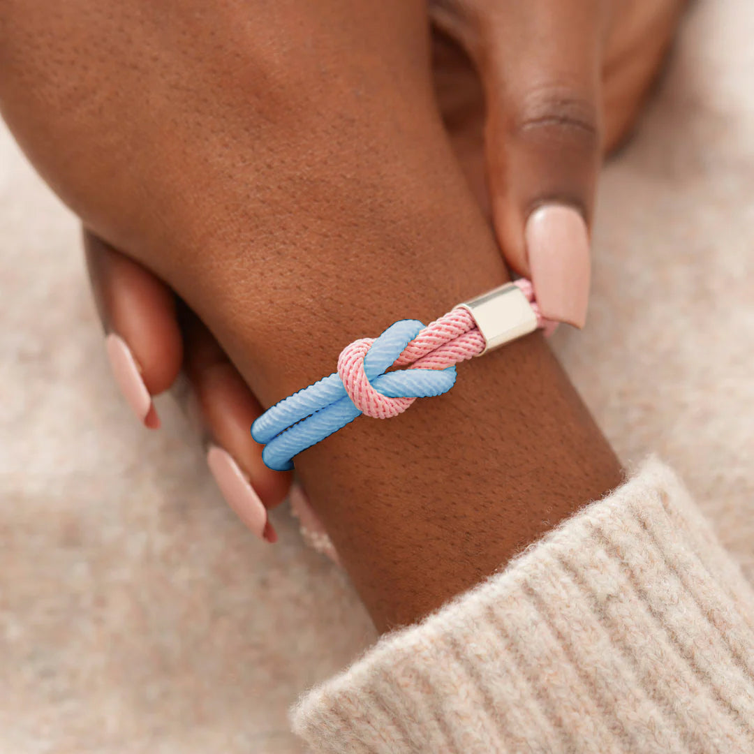 Blue & Pink Knot Bracelet  | Ondersteuning bij diabetes