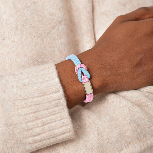 Blue & Pink Knot Bracelet  | Ondersteuning bij diabetes