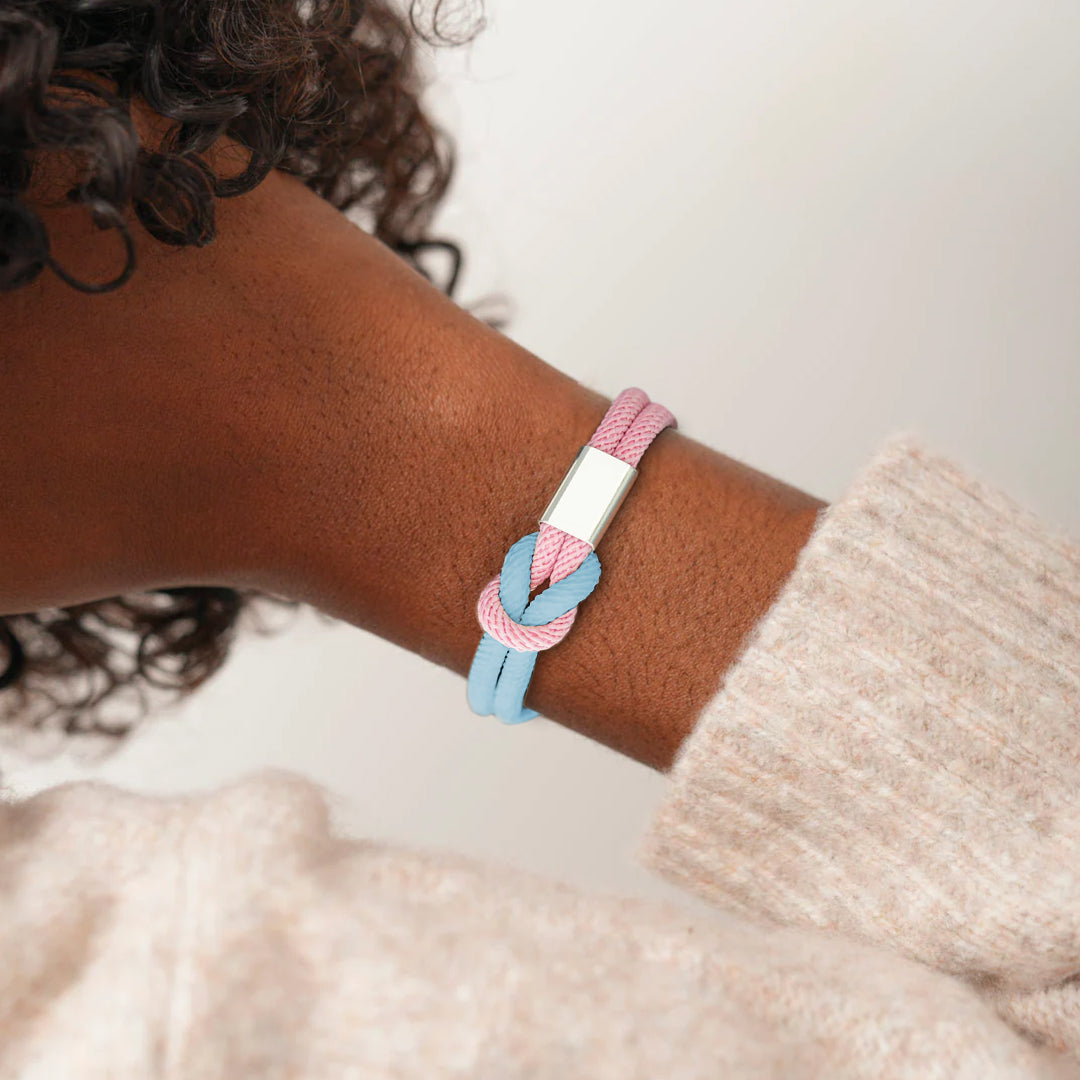 Blue & Pink Knot Bracelet  | Ondersteuning bij diabetes