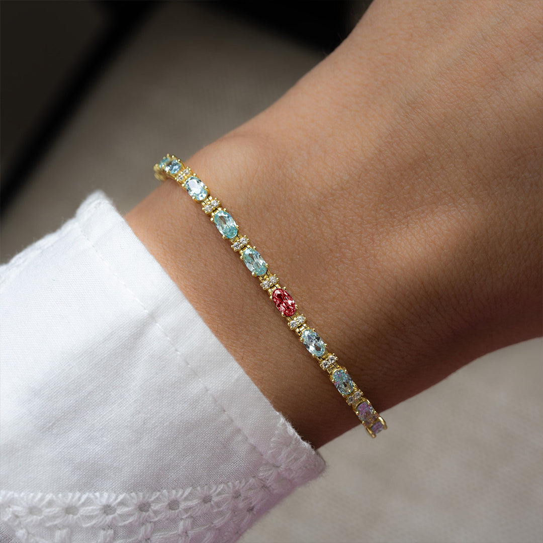 Blue Red Stoned Bracelet | Ondersteuning bij diabetes
