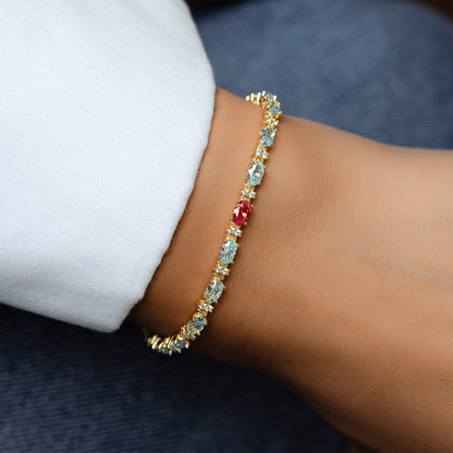 Blue Red Stoned Bracelet | Ondersteuning bij diabetes