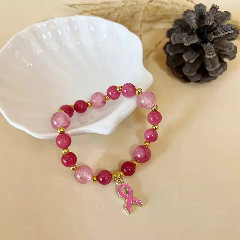 Blush Bead Bracelet | Steun borstkanker