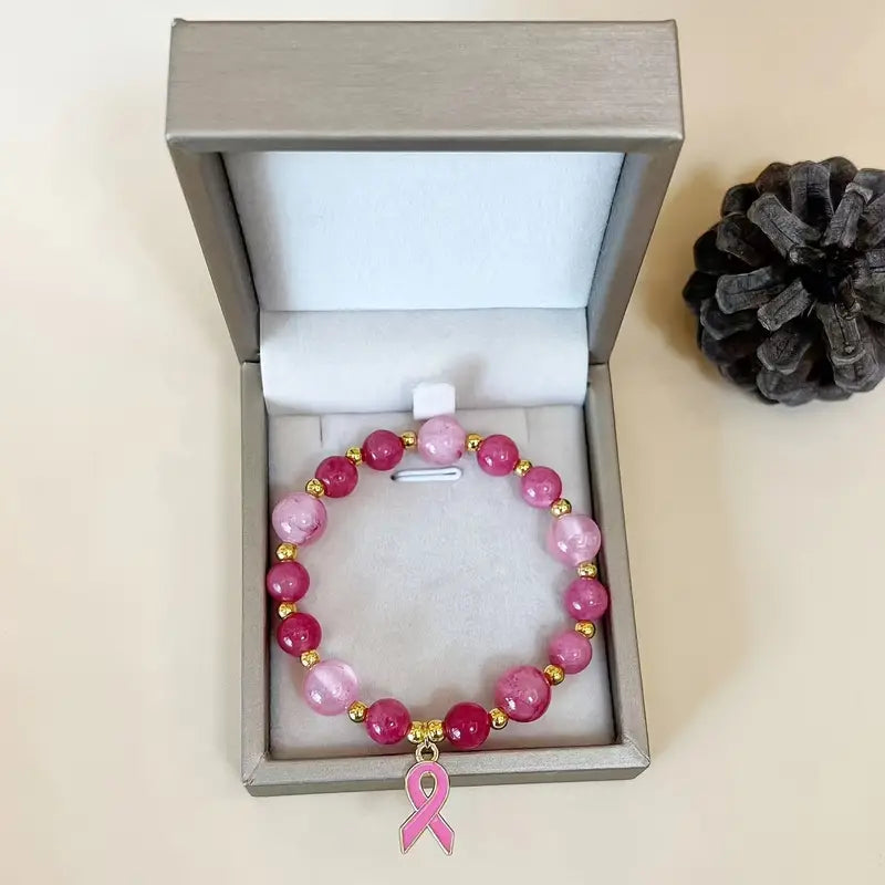 Blush Bead Bracelet | Steun borstkanker