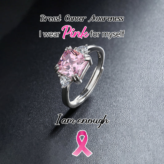 Square Pink Diamond Ring | Steun borstkanker