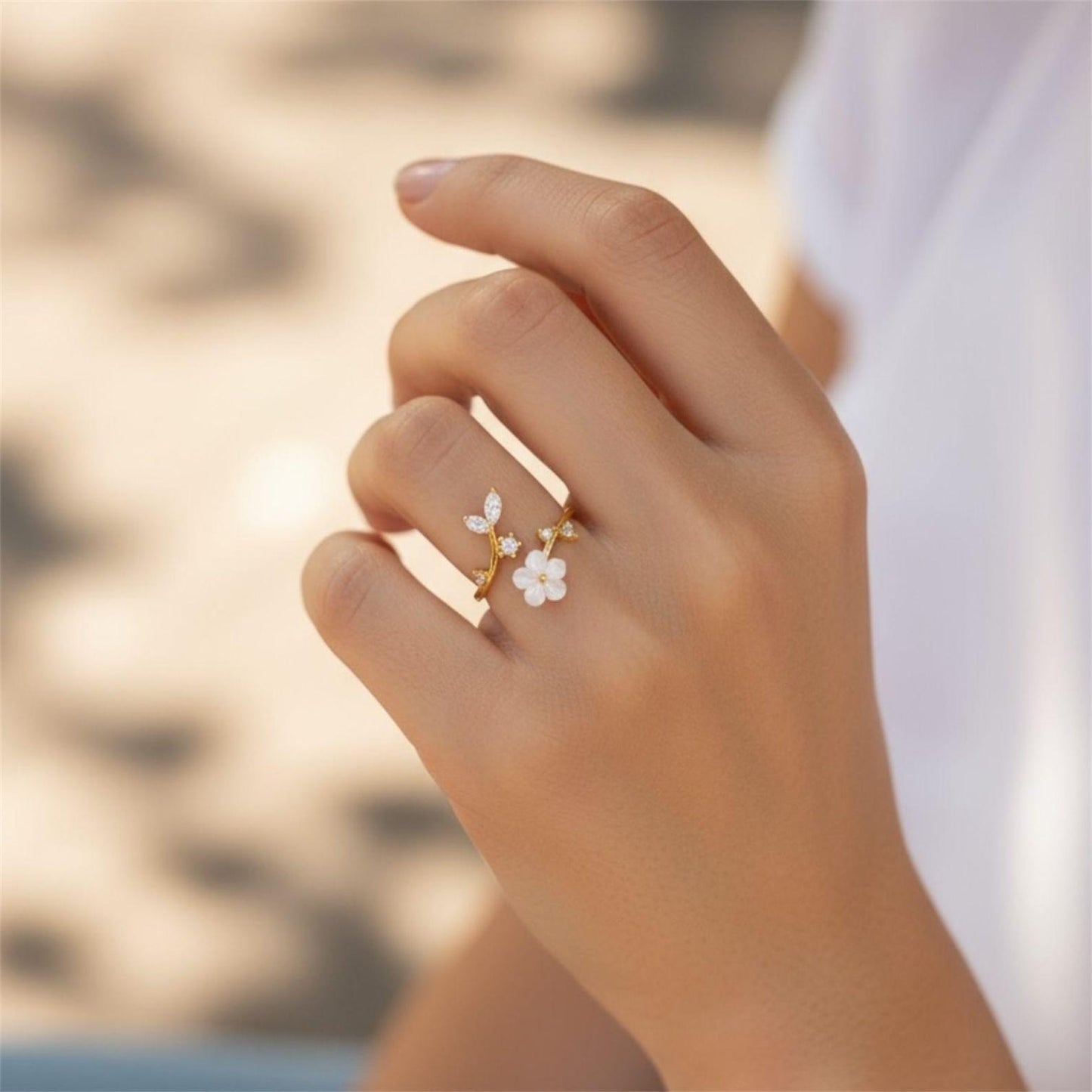 White Flower Ring | Steun borstkanker