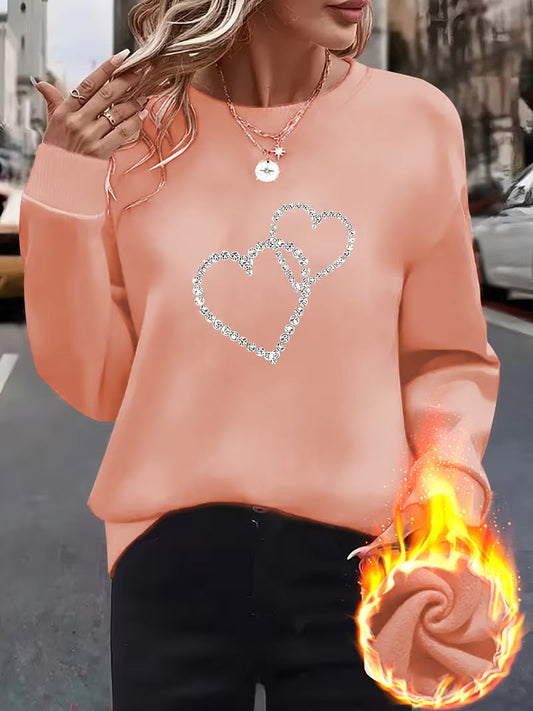 Diamond Double Heart Sweatshirt | Steun borstkanker